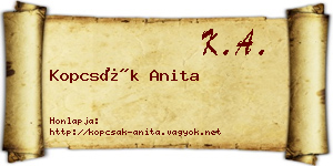 Kopcsák Anita névjegykártya