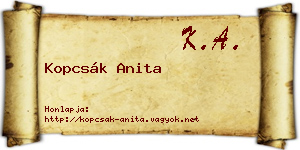 Kopcsák Anita névjegykártya
