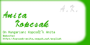 anita kopcsak business card